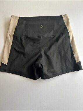 Gilly Hicks Black Bike Shorts with Tan Side Panels